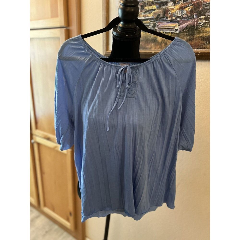 Laura Scott Woman‎ 1X Blue Blouse Peasant Style (174)